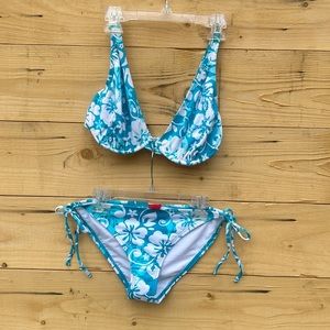 Esprit medium blue & white bikini